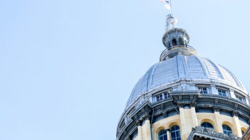 Exterior close up of the Illinois Capitol dome